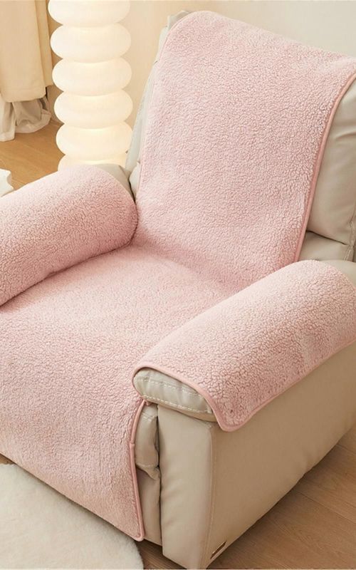 Plush Lambswool Armrest Protector Cover For Sofa Recliner Slip Yellow