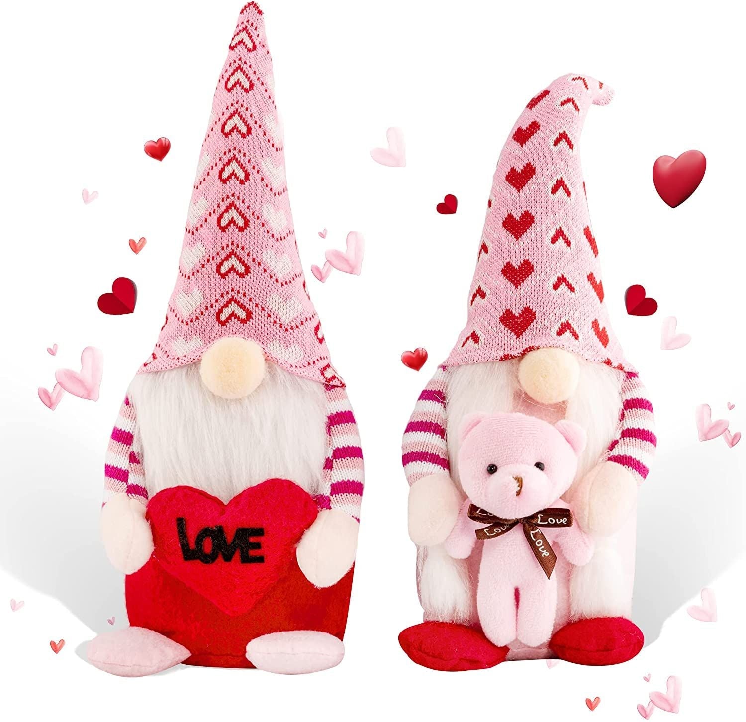 2pcs Gnome Plush Doll Valentine Decorations Faceless Rudolph Table Ornament