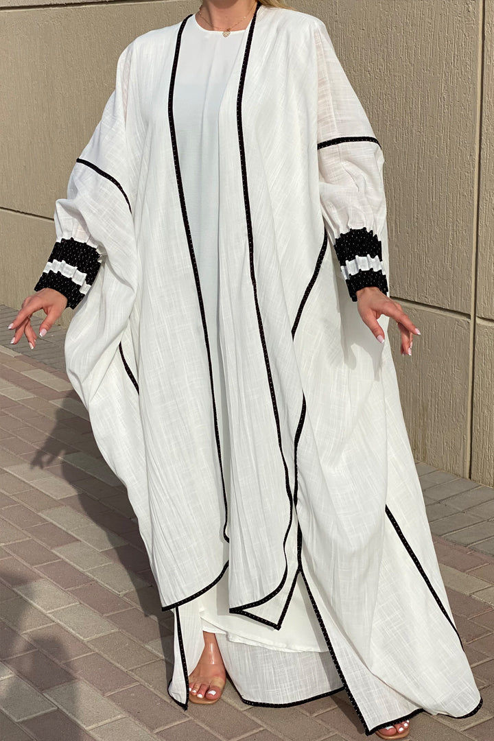MOiSTREET White Linen Casual Abaya