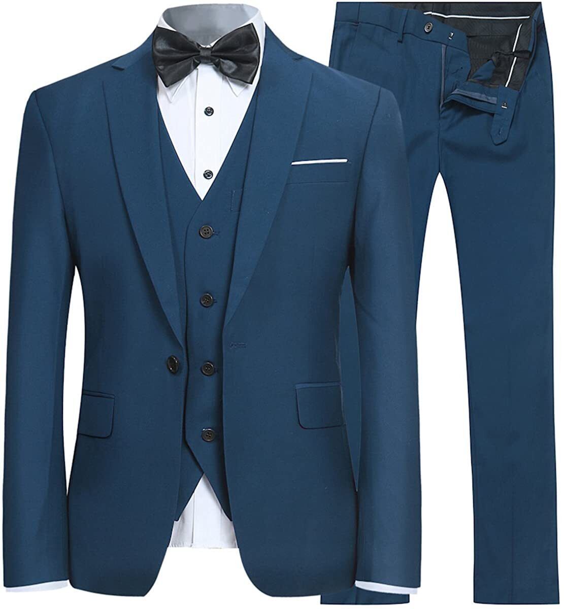 Blue Tuxedo Suit For men Wedding Coat pant 3 Piece Partywear Office Formal wear