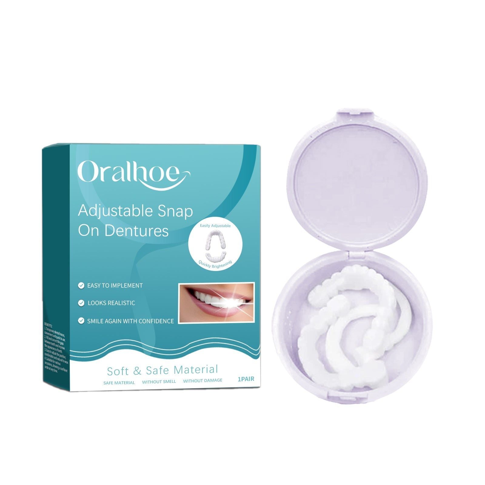 Adjustable Silicone Denture Kit, Interdental Care, Natural Temporary Fillings, Easy to Use ,1pair (dentures *2+ molding glue *2)