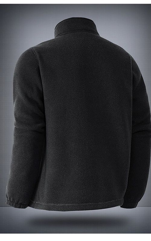Men Polar Fleece Jacket Stand Collar Zipper Warm Thick Coat Winter Casual Outerwear