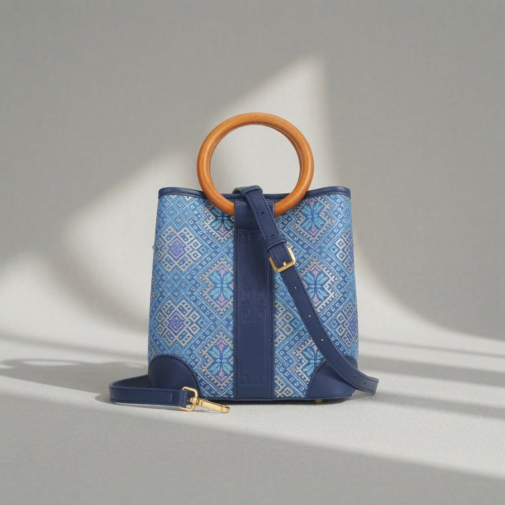 Jamila Designer Golden Harmony Tote, Blue