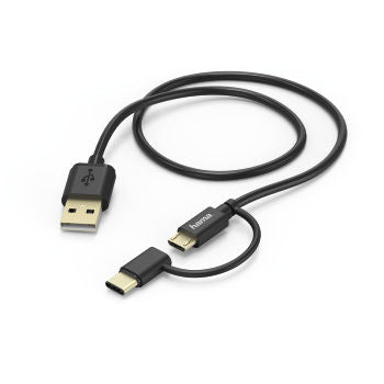 HAMA 178327 كابل MICRO USB من النوع C 2 في 1 أسود