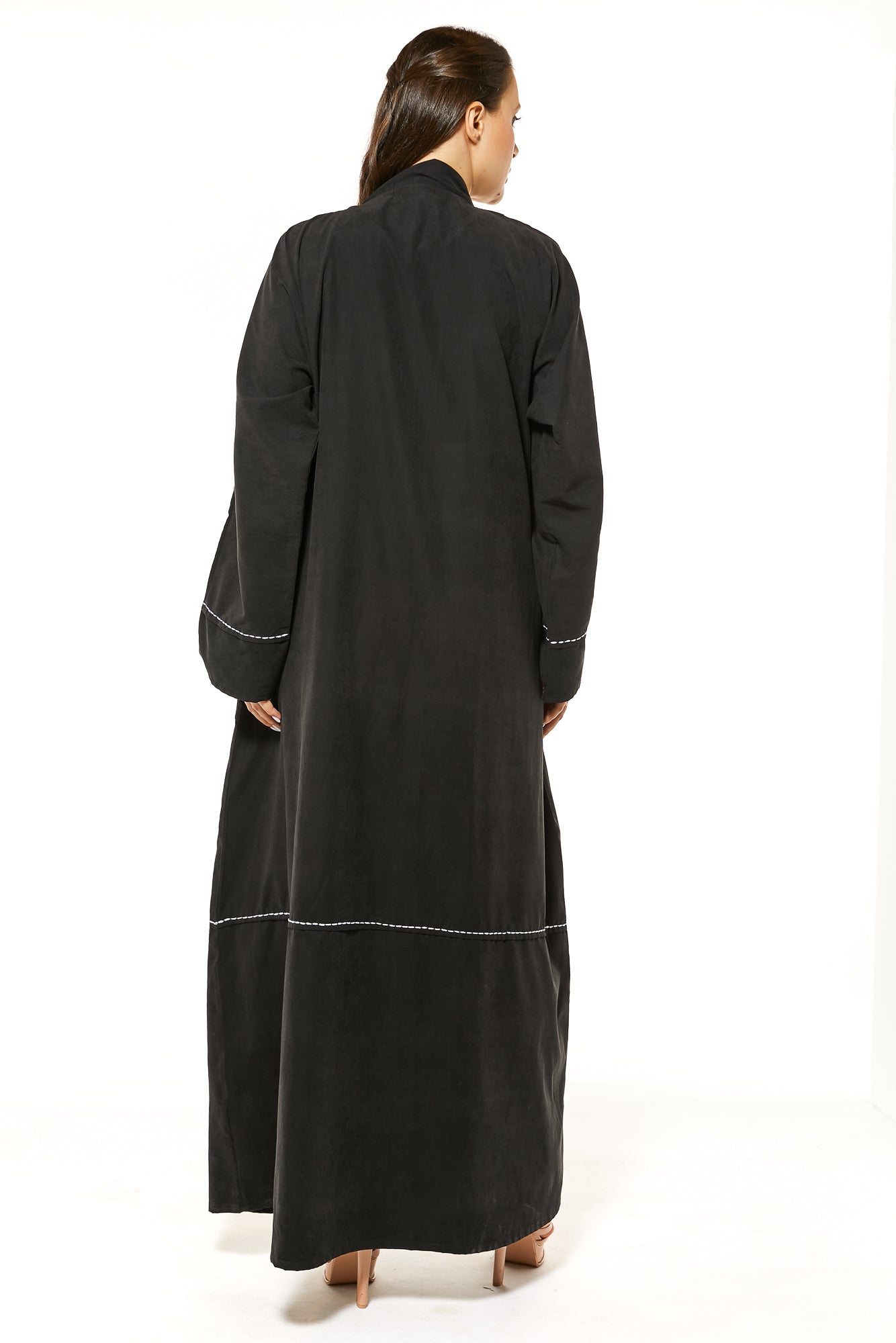 MOiSTREET Black Casual Abaya with Threadwork Detailing