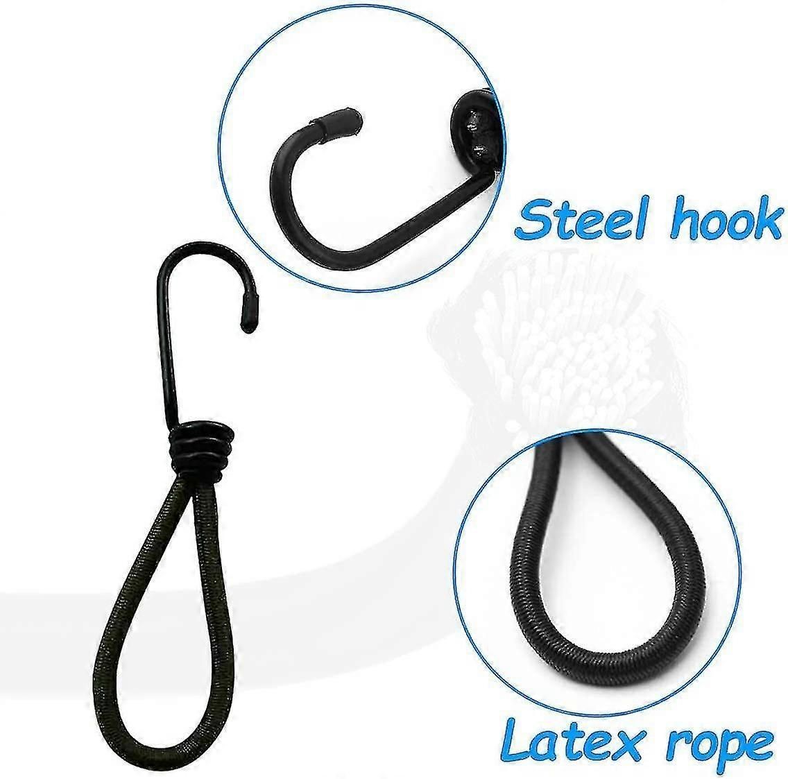 Tarp Hook, Bungee Cord With Hooks, 25 Pieces Tarp Tensioner Hook, Tarp Tensioner Black Rubber Tensioner