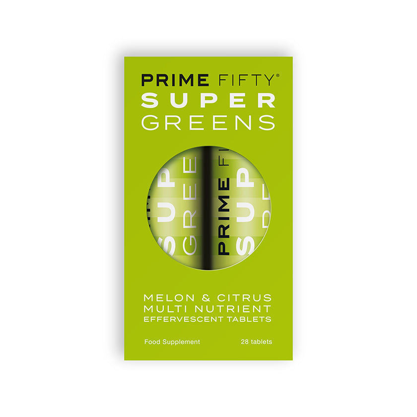 PRIME FIFTY Super Greens - غذاء فائق الامتصاص | براءة اختراع قيد التسجيل أقراص فوارة سهلة الاستخدام لتعزيز الطاقة والمناعة | 28 قرصًا | عبوة من 2