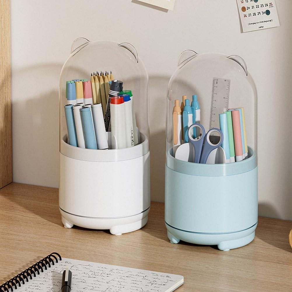 Makeup Brush Holder Dustproof Rotating Brush Organizer Pen Storage Box