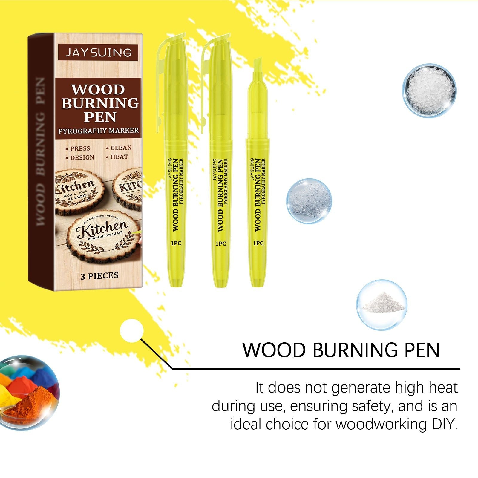 Create Stunning Pyrography Art with Our Easy-to-Use Wood Burn Pen Marker ,3 pieces