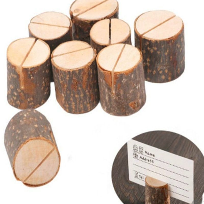 20pcs Wooden Place Card Holder Wedding Table Photo Name Stand