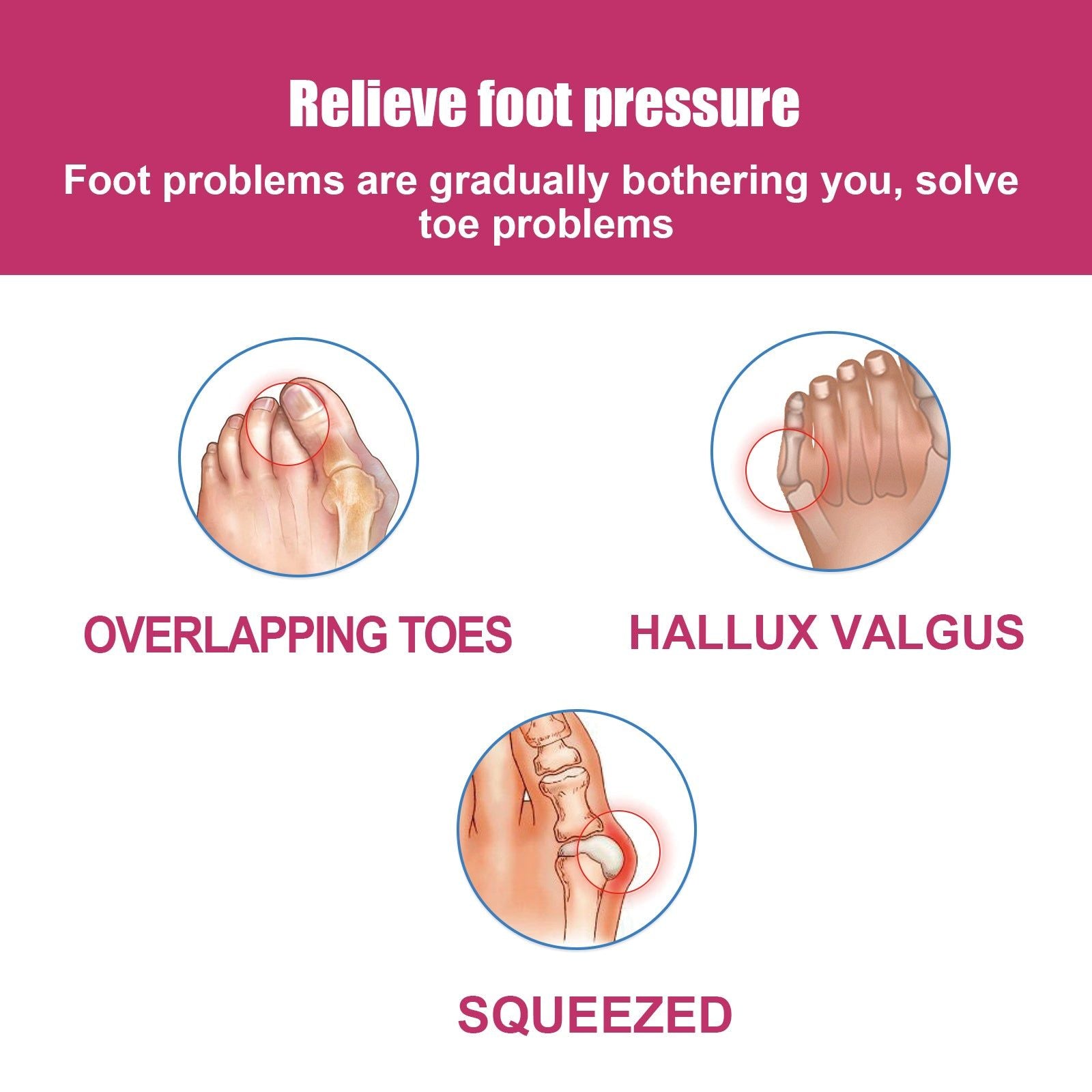 Bunion Valgus Correction Toe Separator, Foot Pain Relief, Comfortable Toe Corrector ,1pair