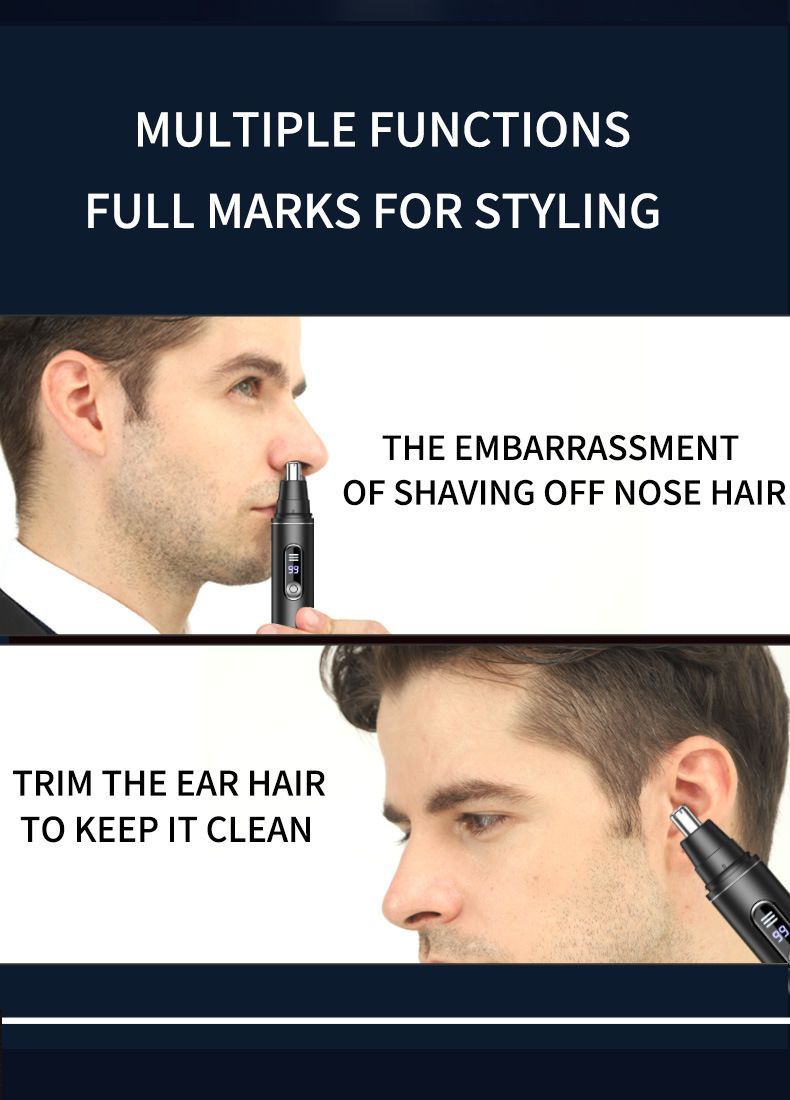 USB Nose Hair Trimmer with Digital Display