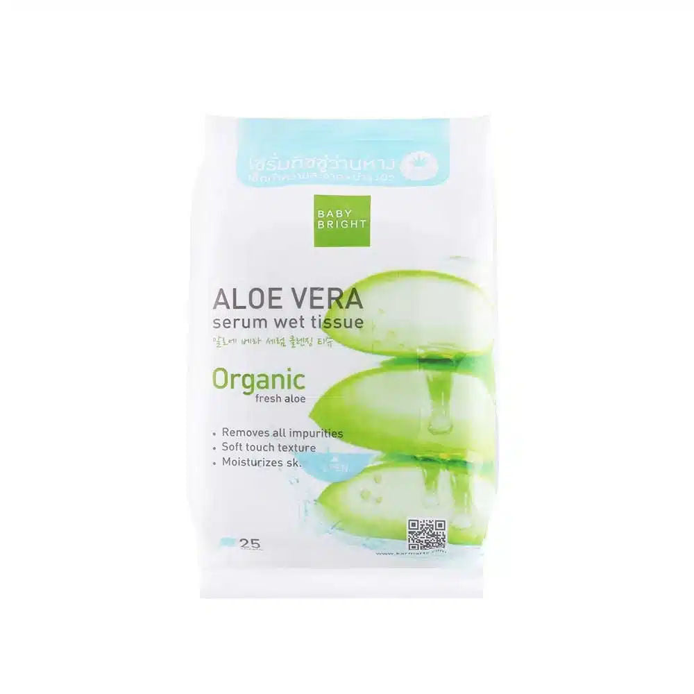 ALOE VERA SERUM WET TISSUE 25 SHEETS BABY BRIGHT (B)