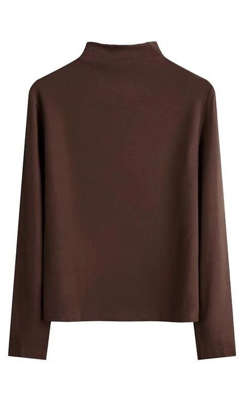 Double Sided German Velvet Warm Half High Neck Long Sleeve T-Shirt