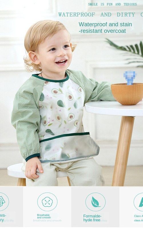 Baby Apron Waterproof Long Sleeve Bib Feeding Smock Bib Coverall Kid Eating Dirty Clothes