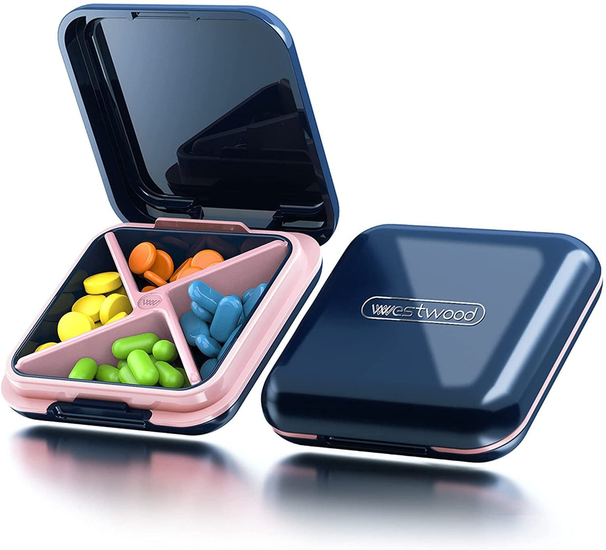Daily Pill Case Small Pill Box Organizer Travel Medicine Container For Vitamins Fish Oils