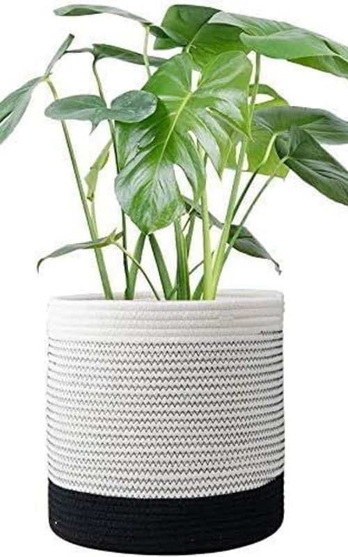 Mini Woven Jute Cotton Rope Plant Storage Basket for Home