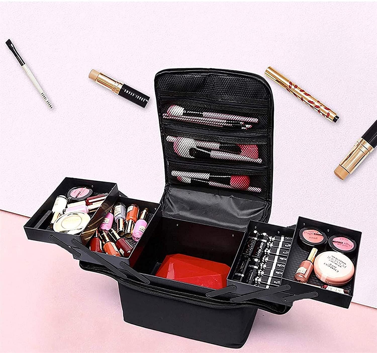 Professional Vanity Makeup Box Cosmetic Organizer Bag for Home Travel
