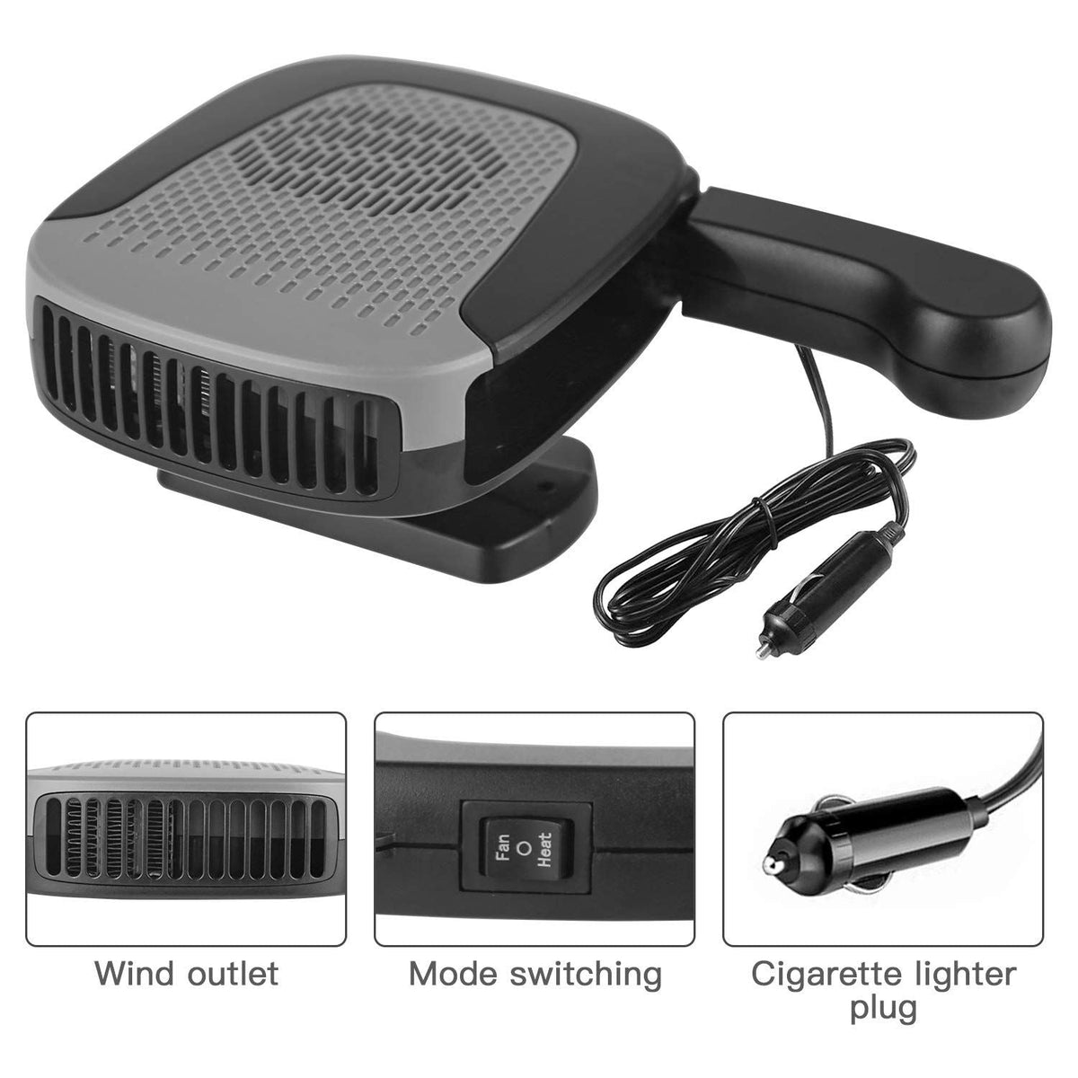 Car Heater Defrost Fan Defogger Portable Demister Auto Windscreen Heating Cooling Fan
