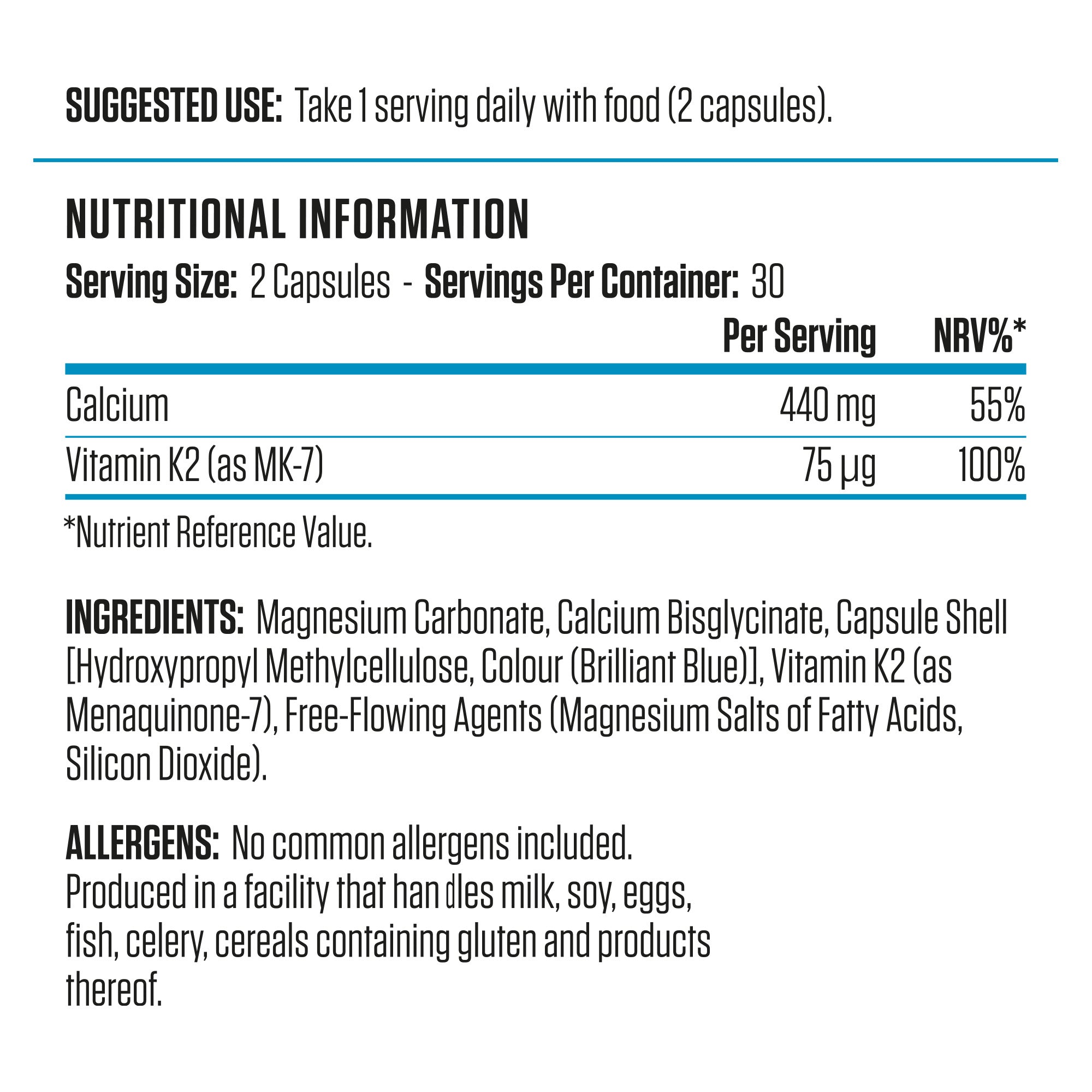 AN CALCIUM & K2 60 CAPSULES