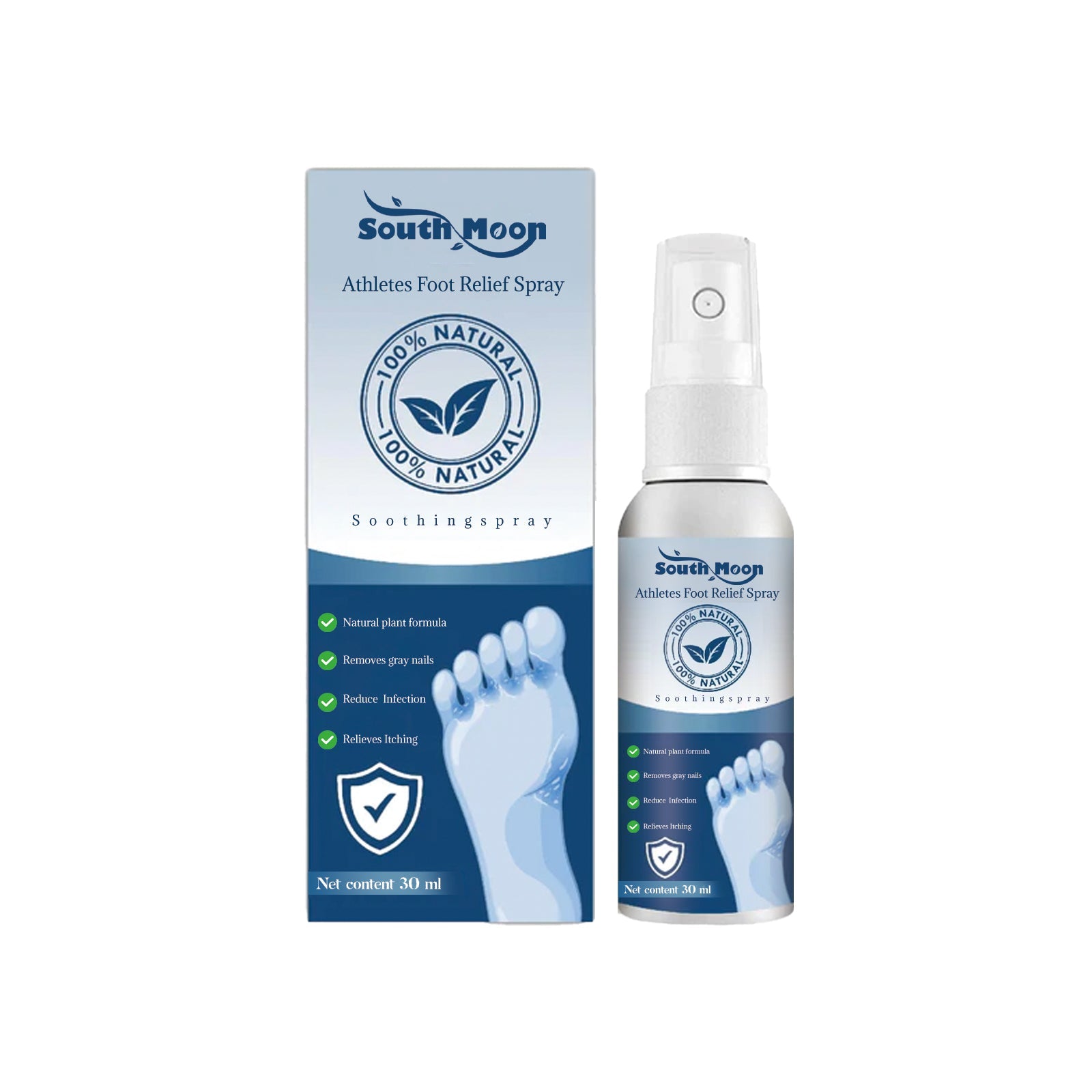 Athletes Foot Relief Spray, Fungal Infection Treatment, Odor & Itch Relief, Moisturizing Foot Care ,30ml