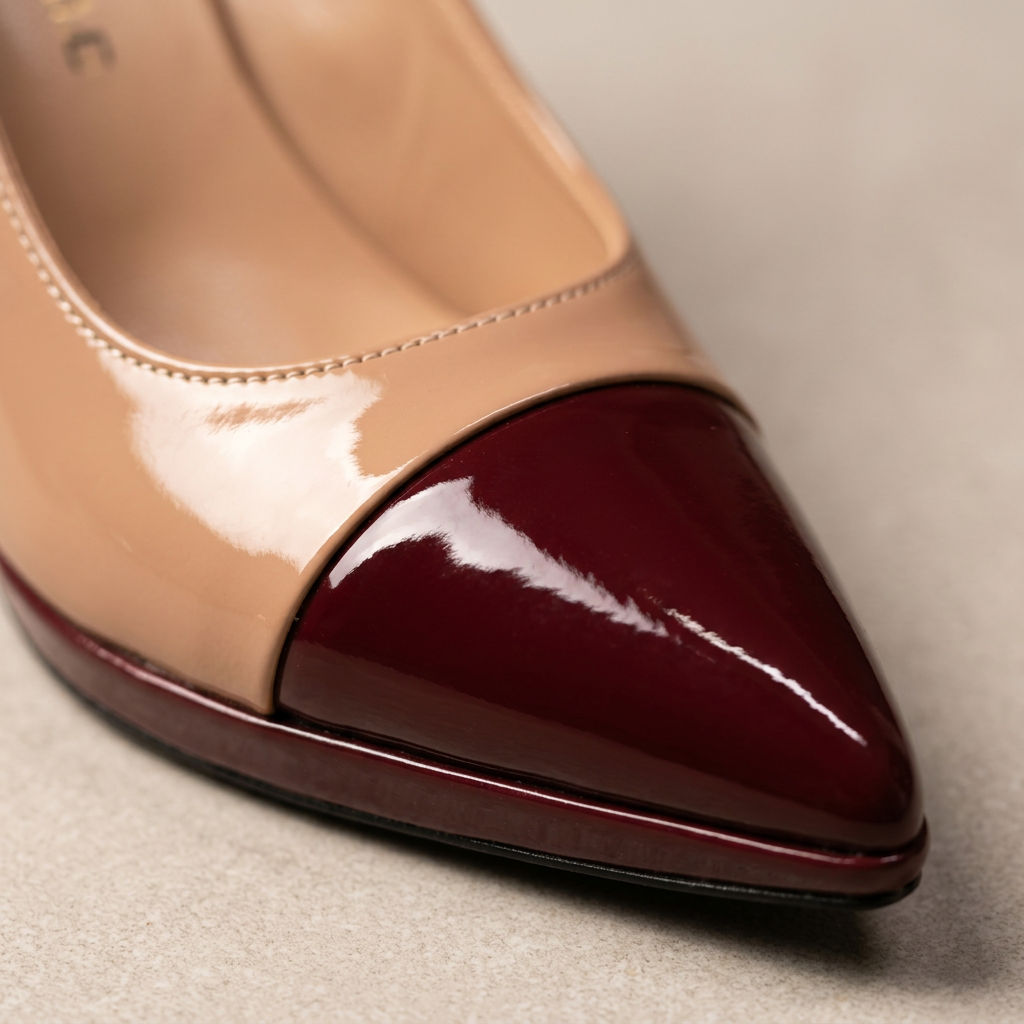 KOAN Onde Piane Nude & Bordeaux Patent Leather Pump