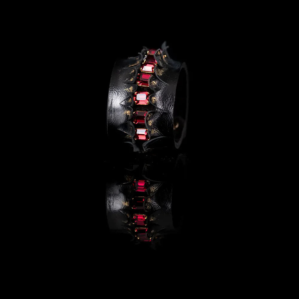 The Dark Crimson Dominion Sculpted Leather Cuff