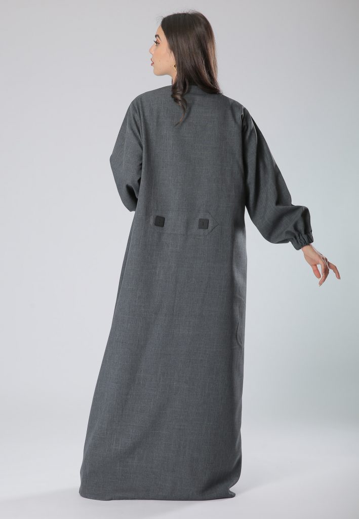 MOiSTREET Grey Coat Abaya Dress