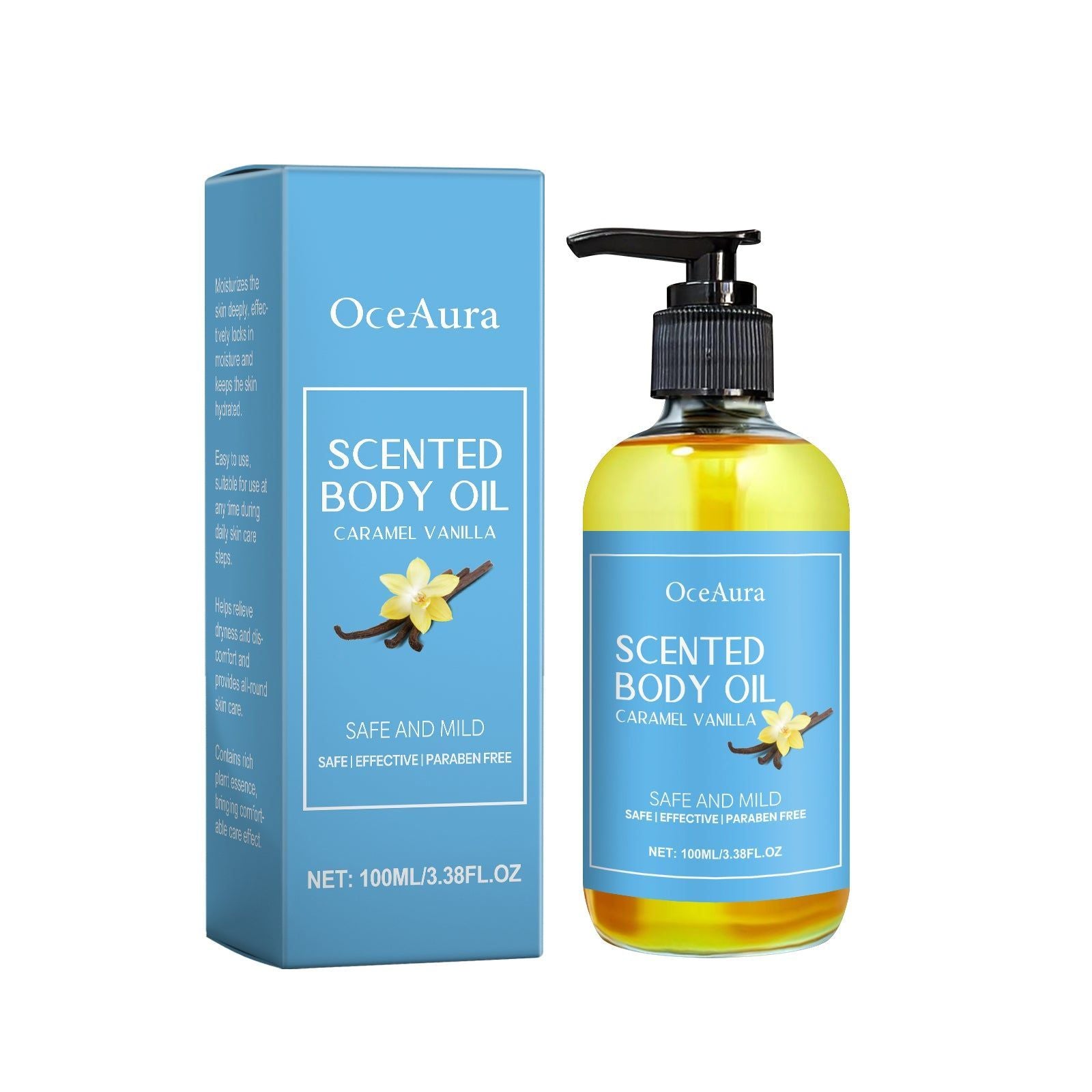 Caramel Vanilla Body Oil, Deep Moisturizing, Nourishing Skin Care, Hydrating Massage Oil ,100ml