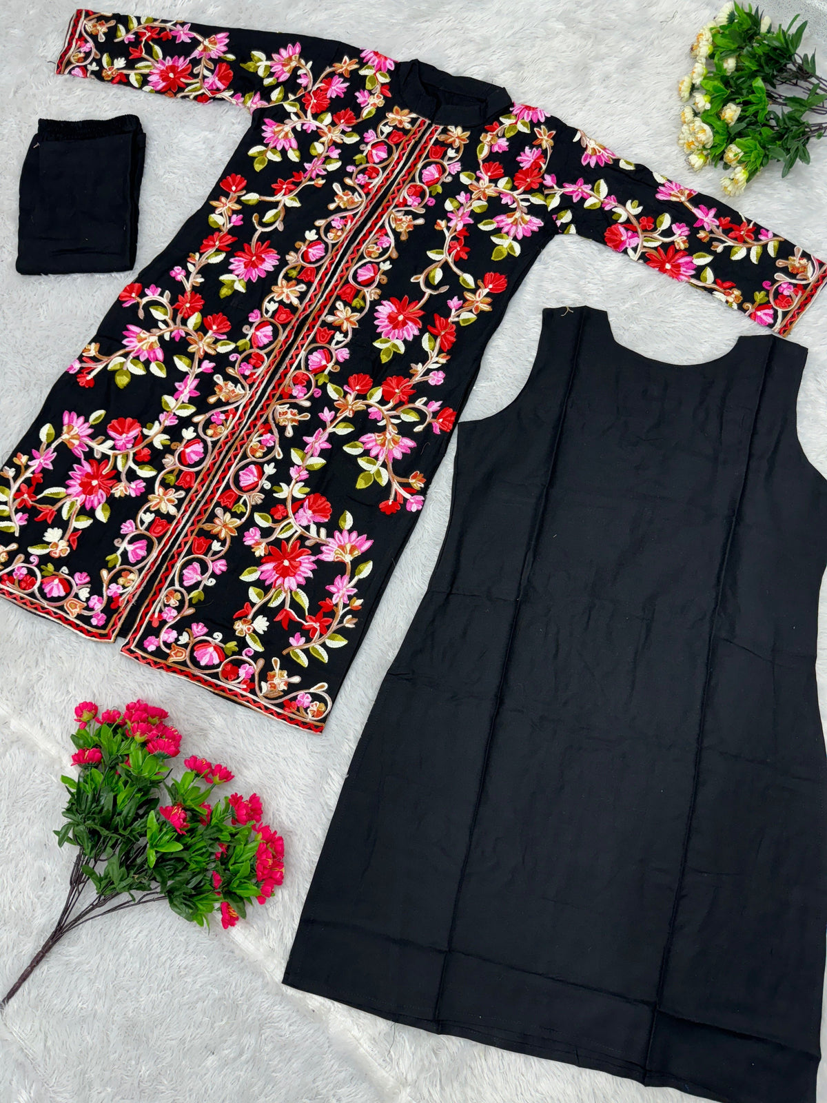 Designer Suit Set With Kashmiri Embroidery Work