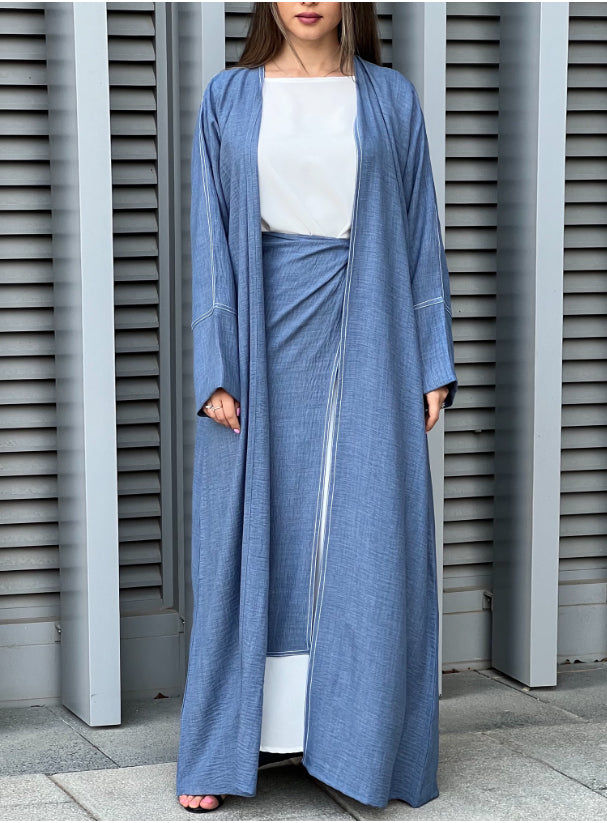 MOiSTREET Blue Louise Crepe Abaya Set