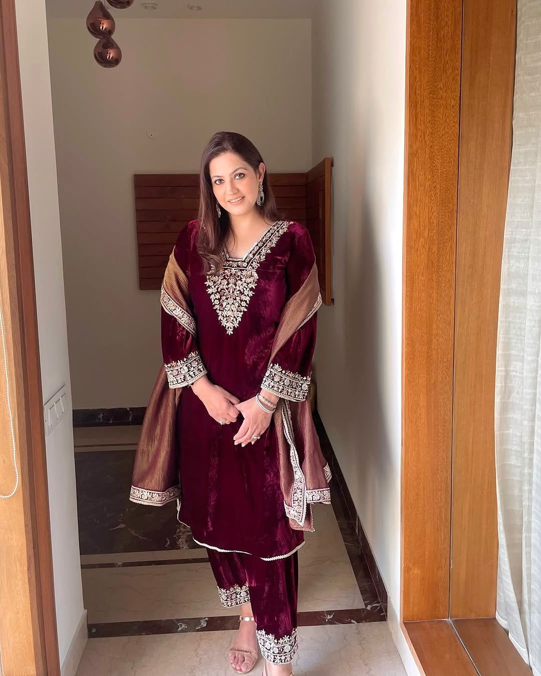 Fab Zone Designer Party Wear Look Heavy Pure Viscose Velvet Top Bottom & Dupatta Set