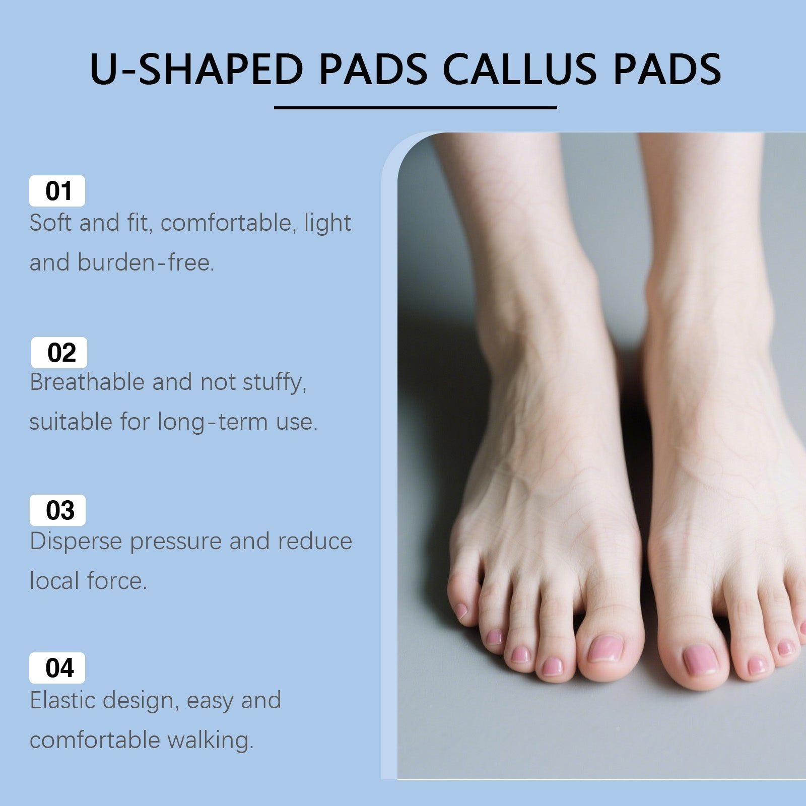 Chafing Feet Relief, Half-Size Foot Pads, Anti-Slip Shock Absorbing Pads ,48pcs