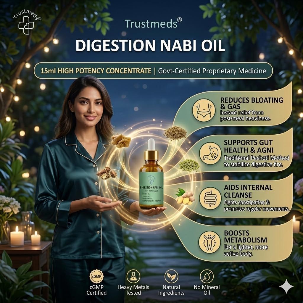 Trustmeds Digestion Nabhi Oil with Hing Ajwain & Ginger