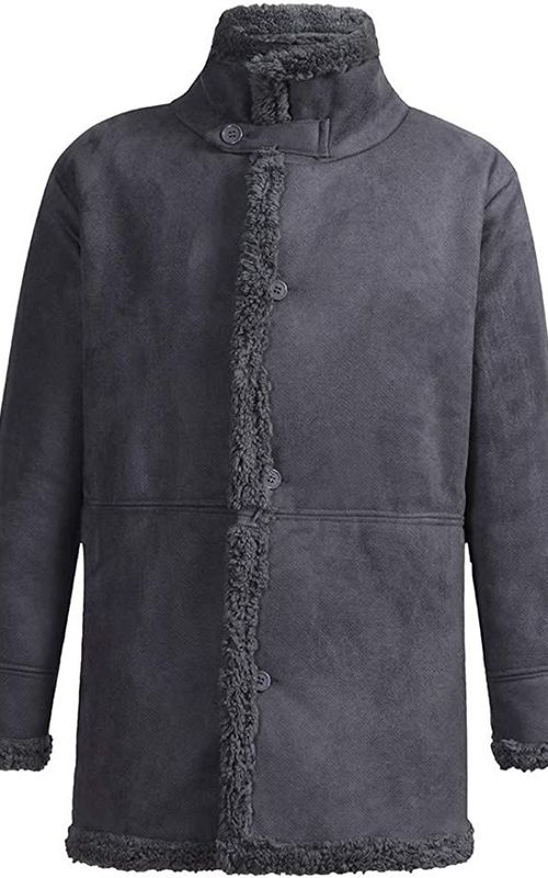 Winter Men Fleece Lapel Jacket Warm Thick Coat Casual Stand Collar Outwear