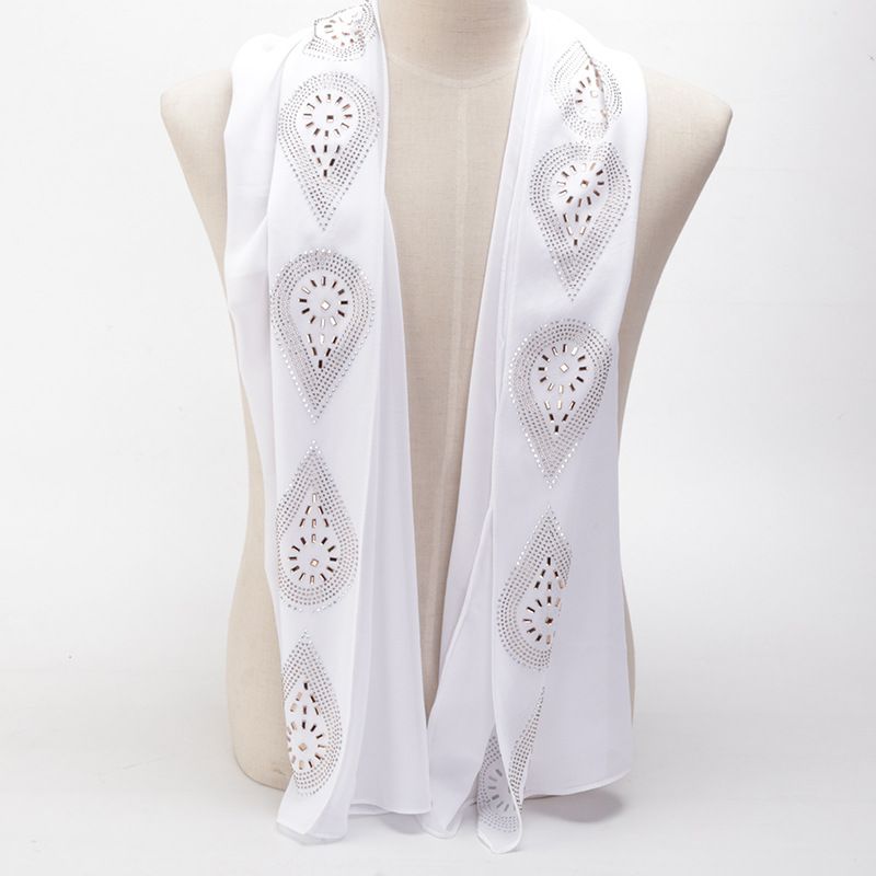 Black Pearl Rhinestone Chiffon Hijab Scarf for Women