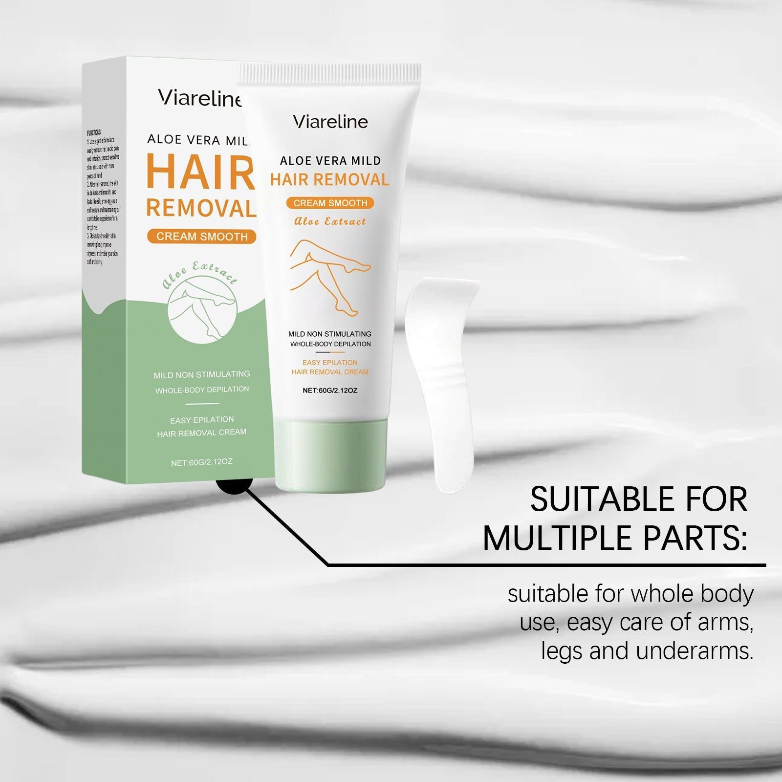 Aloe Vera Hair Removal Cream, Gentle Body Care, Moisturizes & Smooths Skin ,1 set