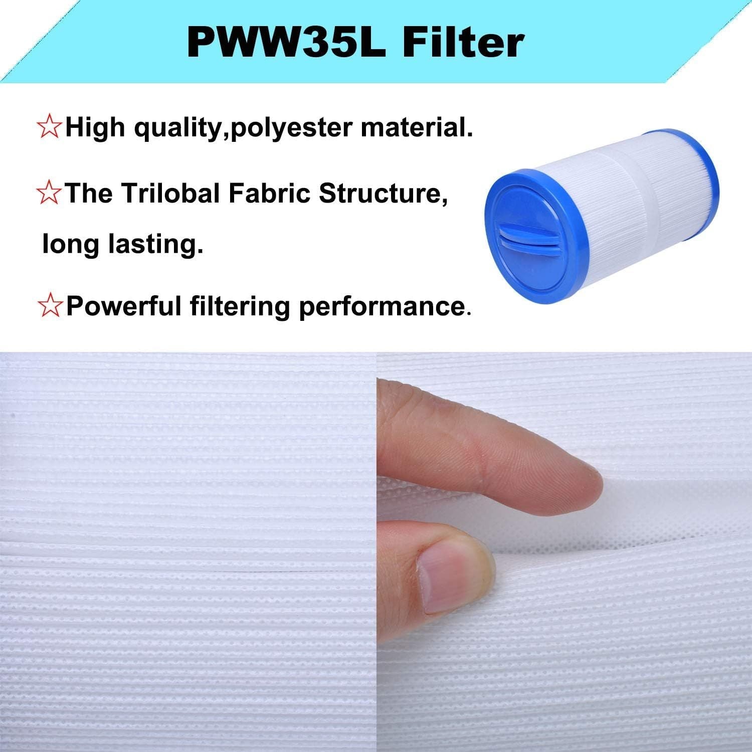 2pcs PWW35L Hot Tub Filter Cartridge Filter Compatible with Unicel 4CH-935 Waterway 817-4035 Teleweir 35 SF