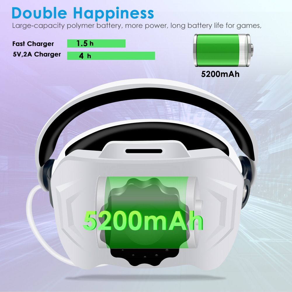 2 in 1 VR Head Strap With Battery Adjustable Head Band For Oculus Quest 2