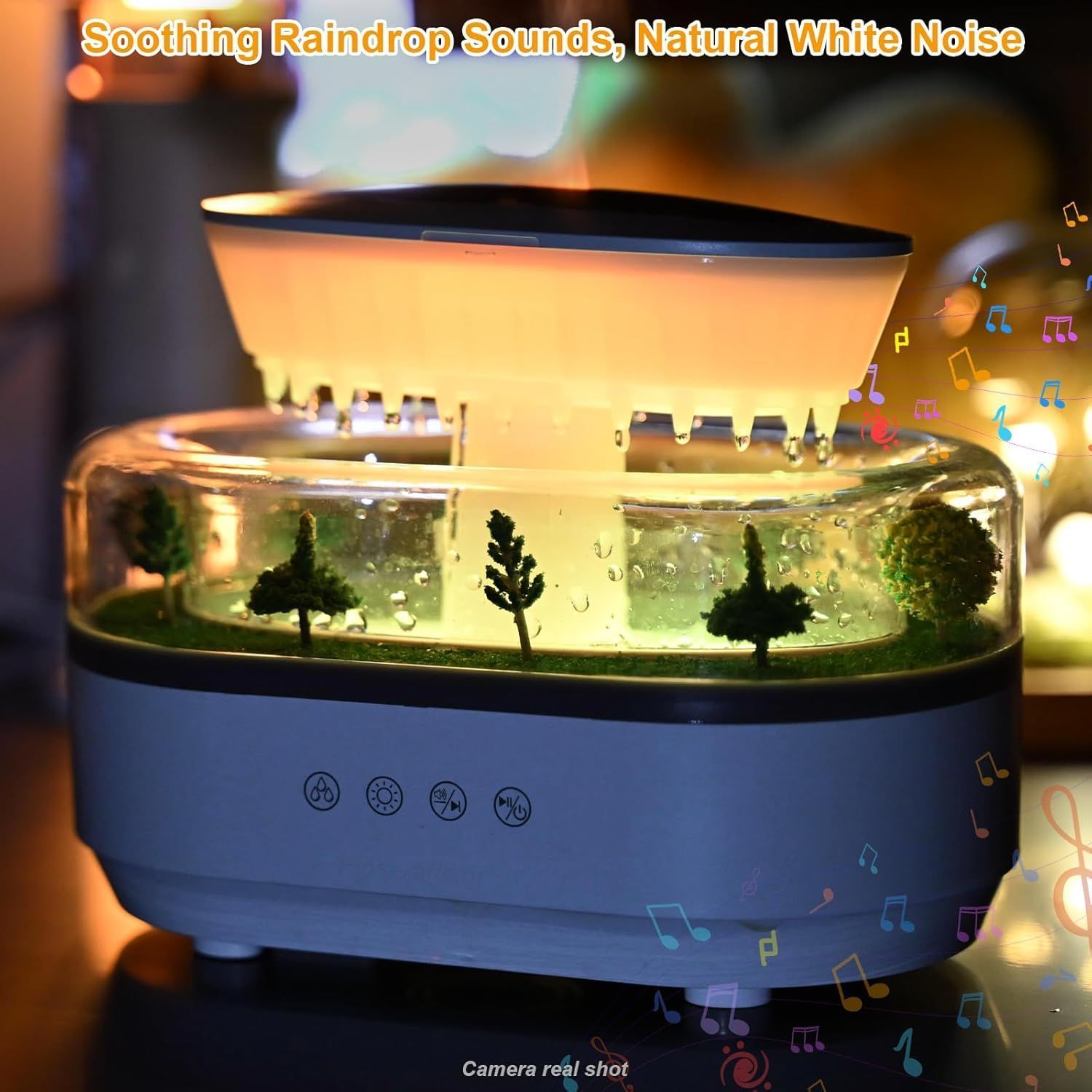 Rain Humidifier Ultrasonic Rainfall Humidifier with Simulated Water Drop Effect