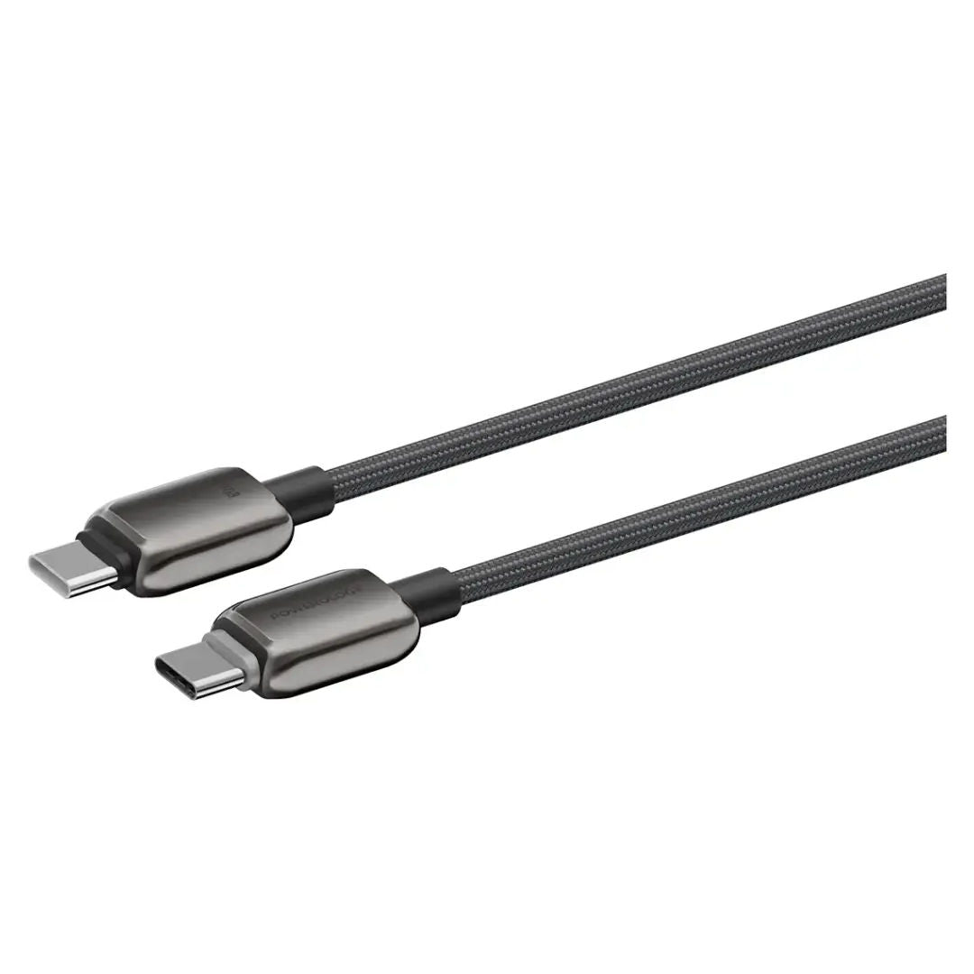 Powerology Zinco Series 60W USB-C to USB-C, Charging Cable, 1M, 3A High Current, Dark Gray