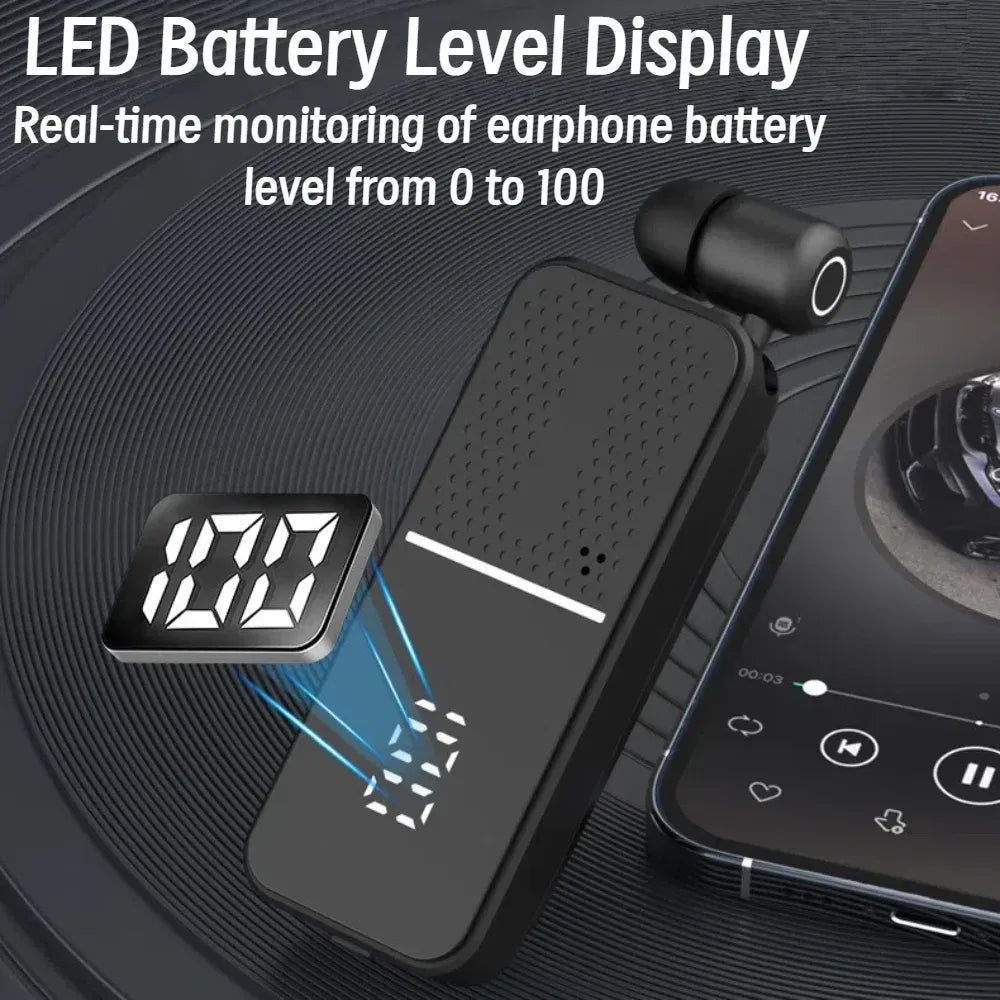L5 Lavalier Business Bluetooth 6.0 Headphone Wireless LED Digital Display Headset