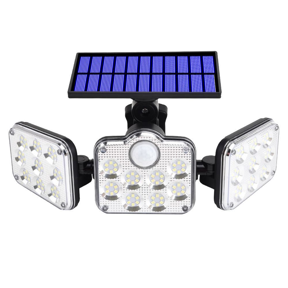 LED Solar Wall Lamp 3 Head Motion Sensor Light With Remote Control For Garden Garage