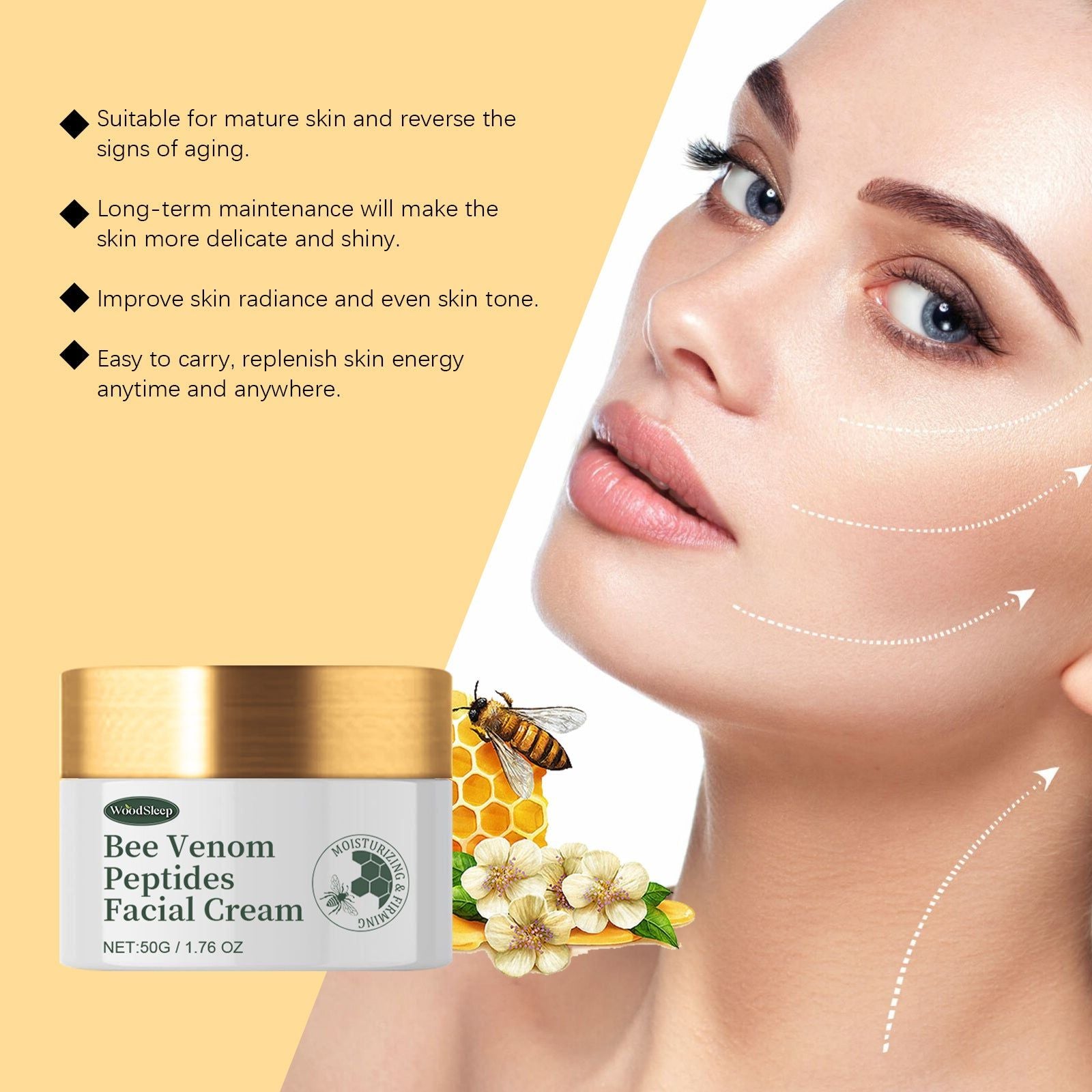 Revitalize Your Skin with Bee Venom Anti-Wrinkle Cream, Firming and Moisturizing ,50g