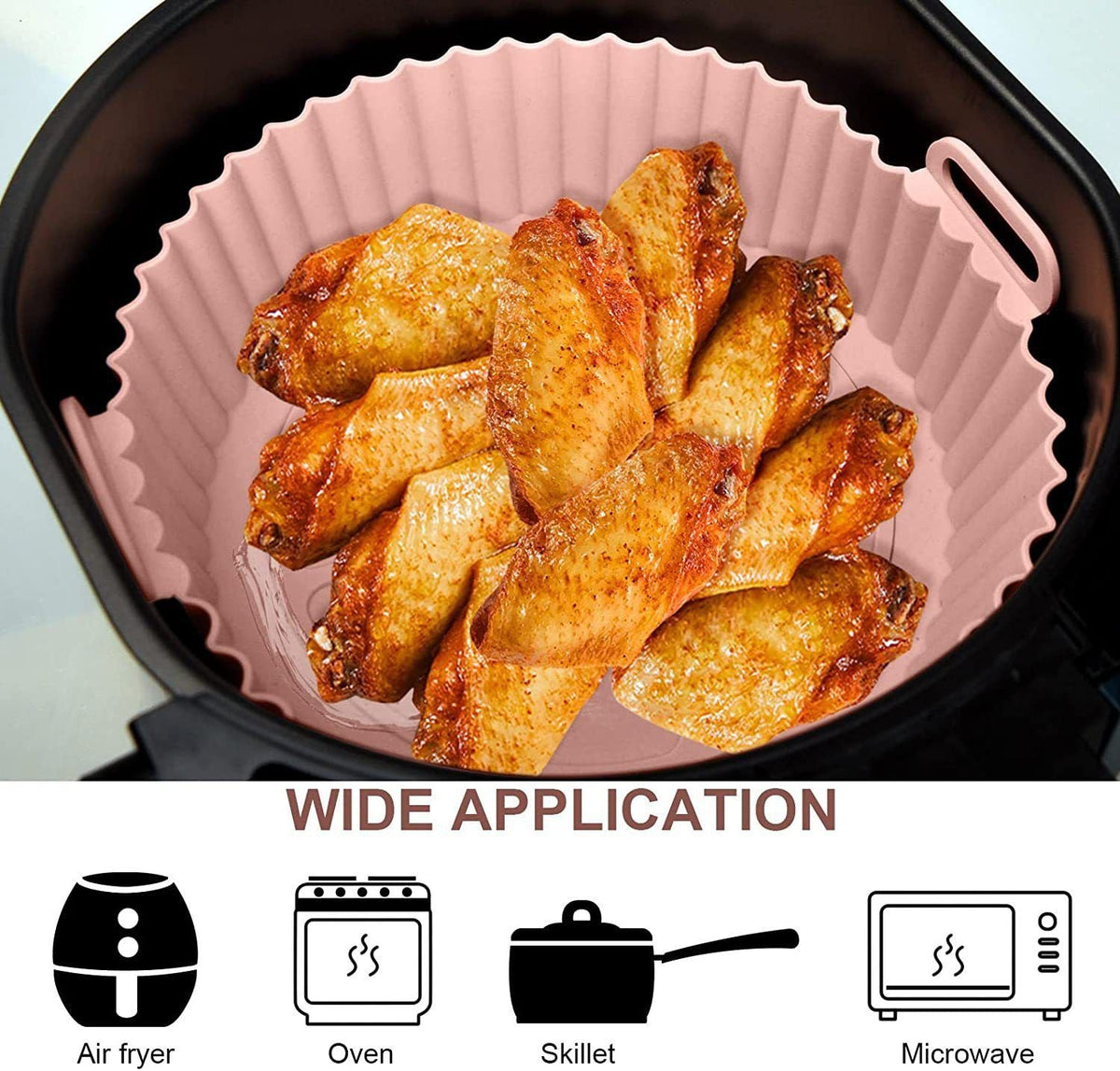2Pcs Silicone Air Fryer Liner Reusable Air Fryer Basket 7.5 Inch Baking Tray