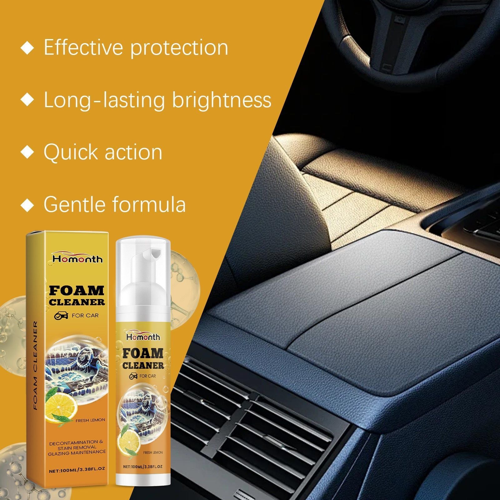 Car Cleaning Foam, Interior Deep Clean, Waterproof, Anti-Fouling, Eco-Friendly ,100ml