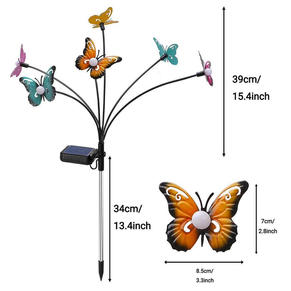 2pcs Solar Garden Light Outdoor Butterfly Lawn Lamp Waterproof Decorative Lamp