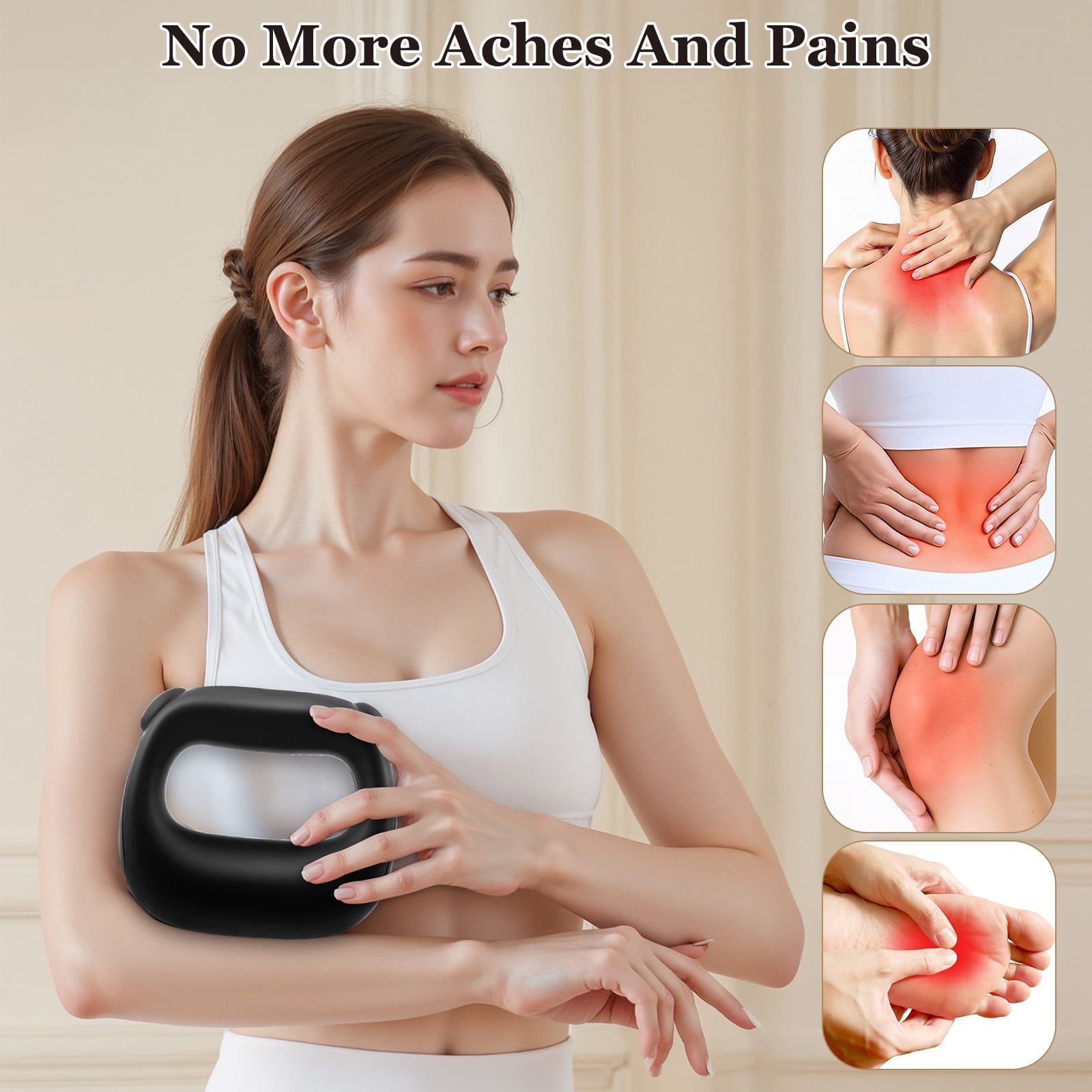 Electric Fascia Ring Vibration Massager with Heat Deep Tissue Messager Mini Yoga Ring