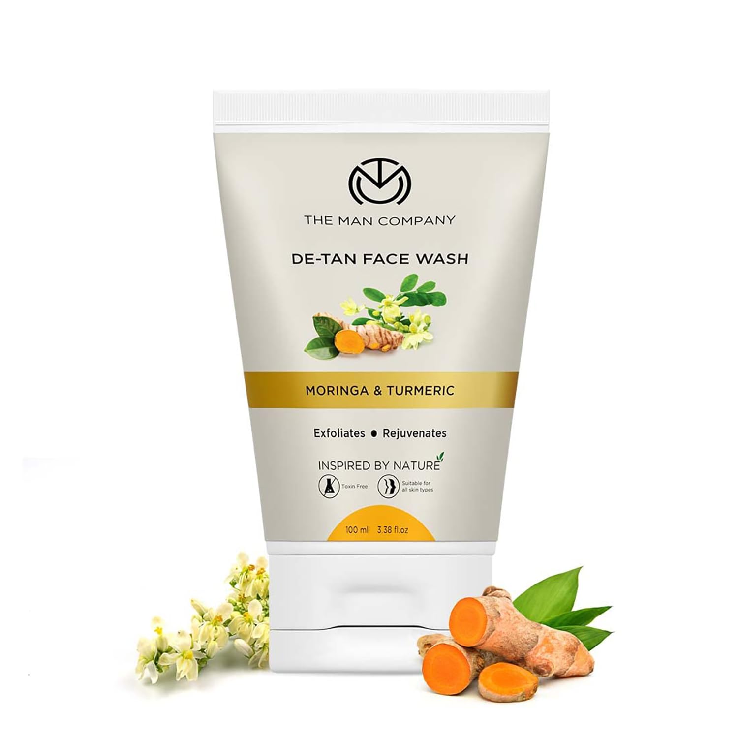 منتج غسول الوجه للرجال من شركة The Man Company De Tan بالكركم والمورينغا - 100 مل