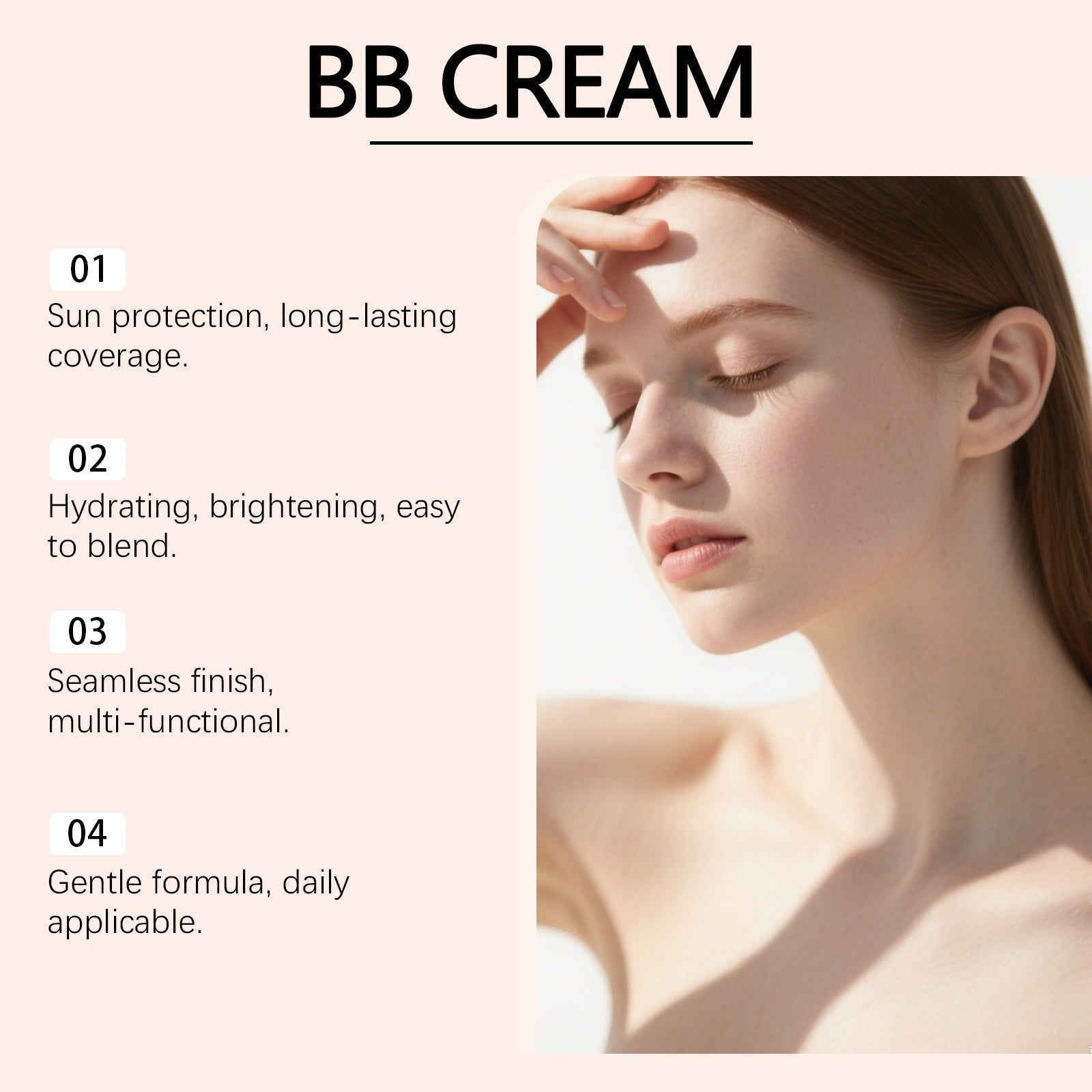 BB Cream SPF65, Refreshing Hydrating, Long-Lasting Sun Protection, Flawless Skin ,100ml